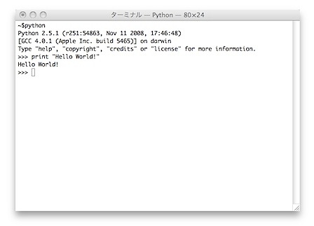 実行 pythonでHello world!