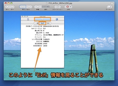 Macのプレビュー.appで写真の「Exif」を表示する方法